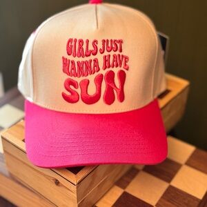 Pink and Cream Cap with Fun Slogan